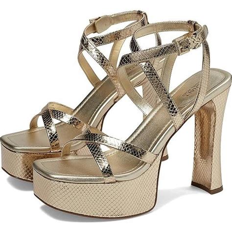 michael kors schuhe schwarz gold|Michael Kors leather platform sandals.